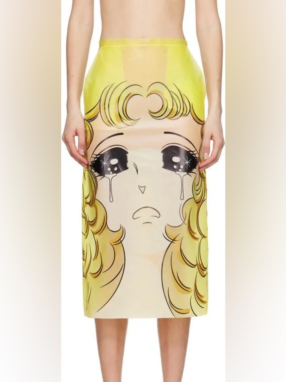 Women’s Yellow Graphic Swim Cover-Up - Anime Tear Face Print
